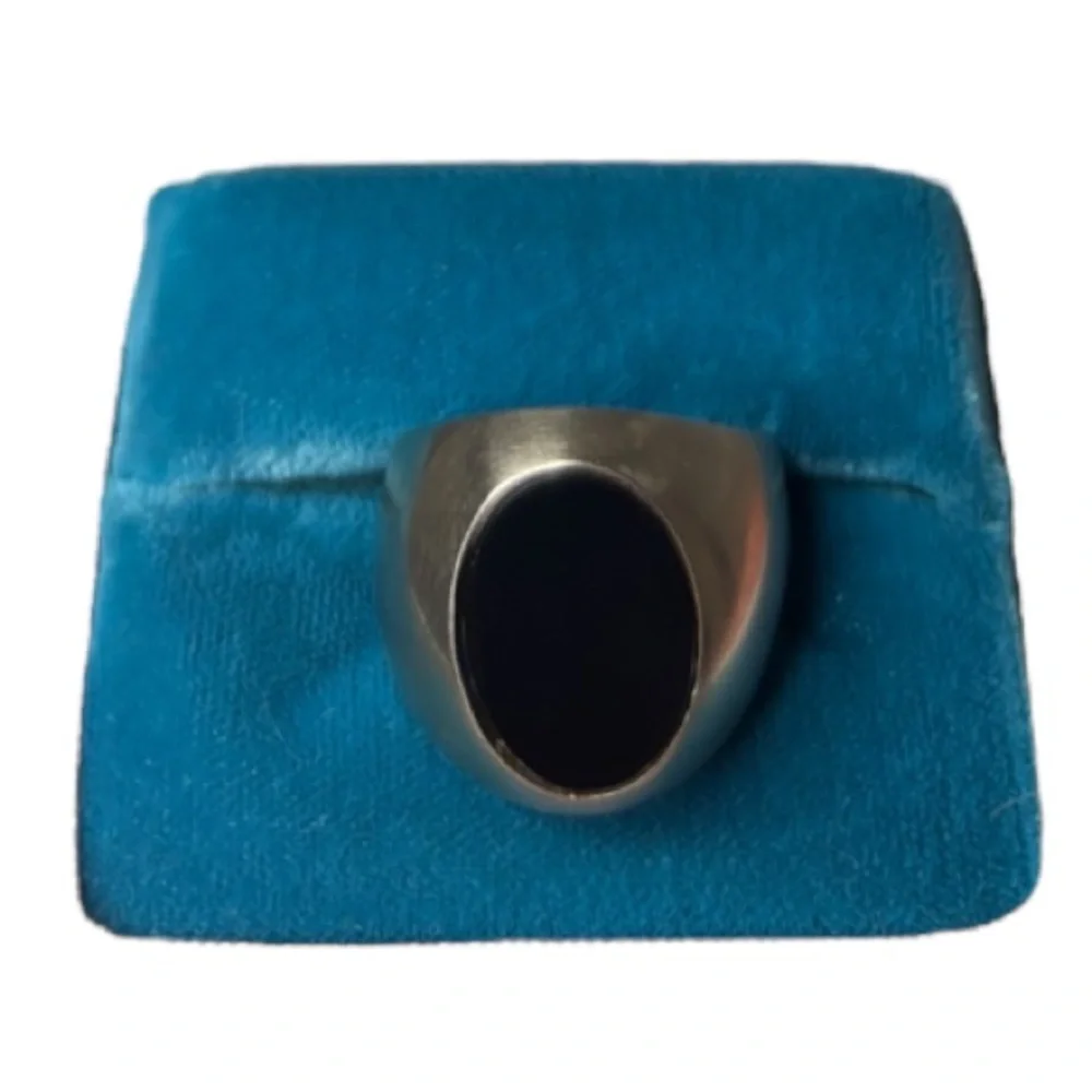 Vintage Mens Ring Mexican Silver Genuine Black Onyx Luxury Handcrafted Chunky